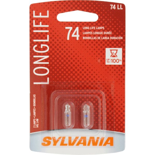 2-PK SYLVANIA 74 Long Life Automotive Light Bulb on Sale