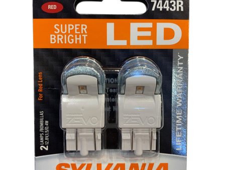 2-PK SYLVANIA ZEVO 7443R T20 Red LED Automotive Bulb Sale