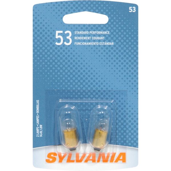 2-PK SYLVANIA 53 Basic Automotive Light Bulb For Sale