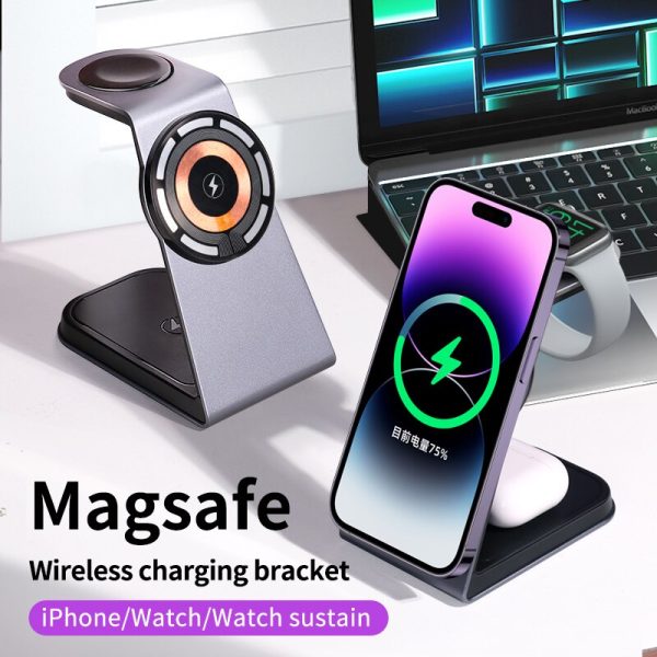 3 in 1 Magnetic Wireless Charger Stand For iPhone iWatch AirPods For Discount