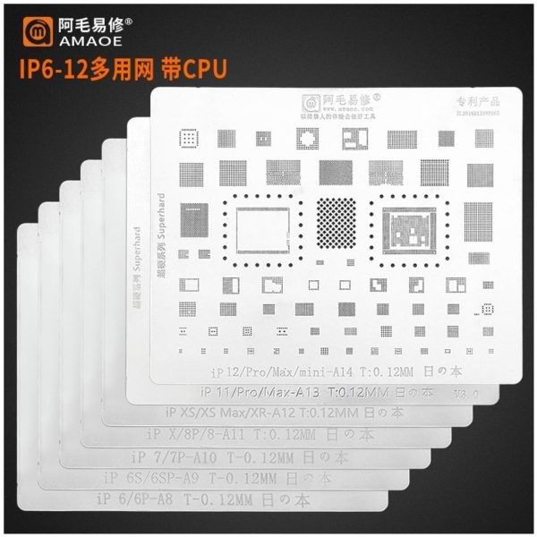 AMAO BGA CPU Reballing Stencil Template For iPhone 6 to 12 Series Cheap