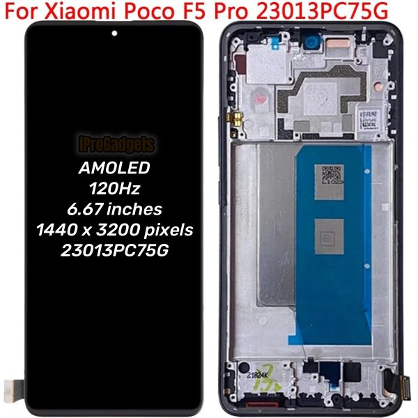 Replacement AMOLED Display Touch Screen With Frame for Xiaomi Poco F5 Pro 23013PC75G Sale