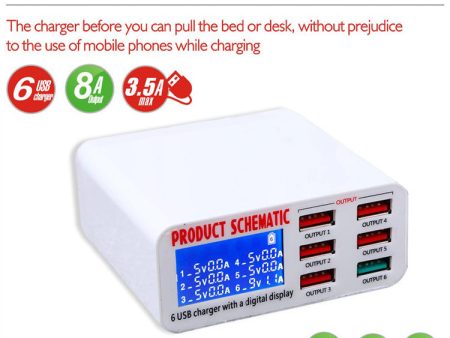 Phone Repair 6 Port USB Fast Charger PD Charging Station with LCD Display Power Supply Charger Sale