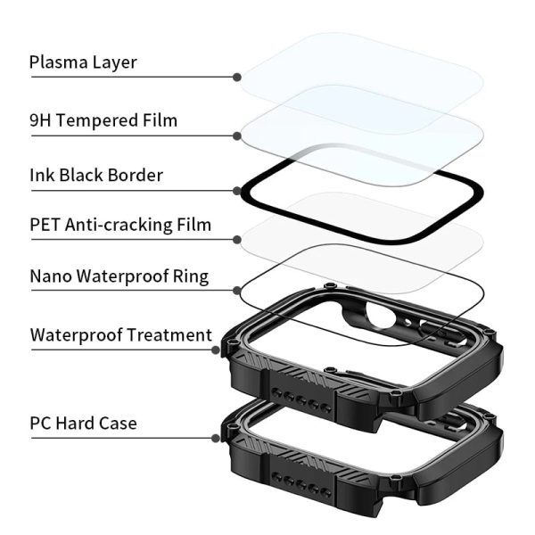 For Apple Watch Waterproof Case With Glass Screen Protector on Sale