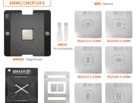 Amaoe BGA153 BGA169 BGA162 BGA254 BGA221 BGA186 Reballing Stencil for EMMC CPU IC Chip Tin Planting Soldering Net 0.15MM Online