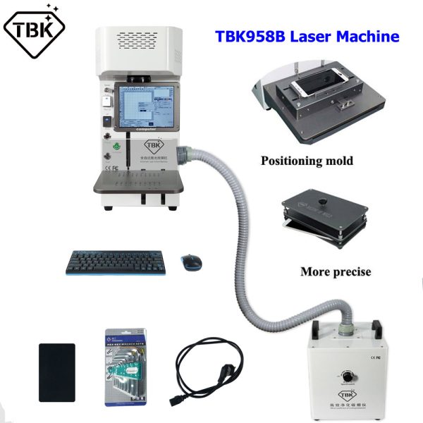 Automatic Laser Separating Machine For iPhone Rear Glass Removing Logo Marking TBK-958B 958M Back Cover Separator With Box Fume on Sale