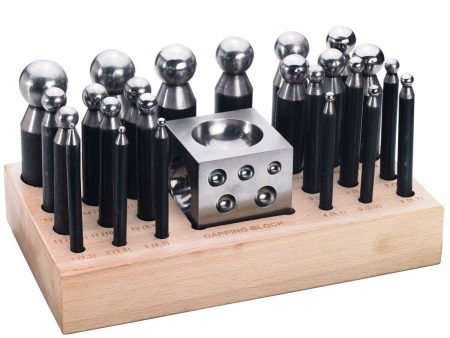 DP-153, Deluxe Dapping Punch & Dapping Block with Hardwood Stand (Set 24 PCs) For Cheap